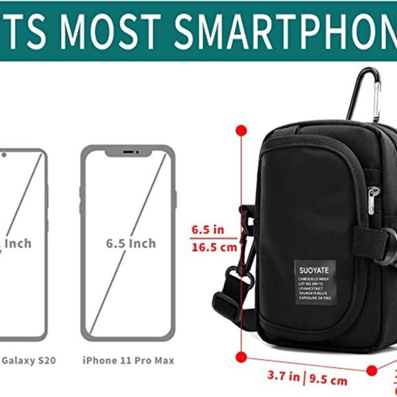 Multifunction Cell Phone Holster, One Shoulder Pouch with Carabiner - Picture 3 of 3